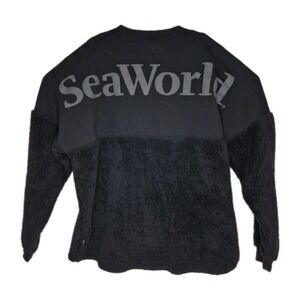 Spirit Jersey Sea World Adult XL Black Spell-Out Sherpa Fleece Long Sleeve Shirt